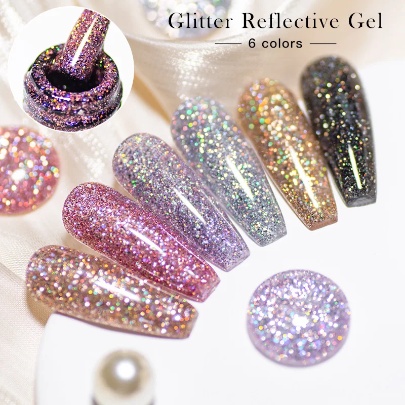 Mtssii 7 مللي بريق عاكس هلام مسمار البولندية الشظية تألق شبه دائم نقع قبالة مانيكير مسمار الفن UV LED الورنيش تصميم