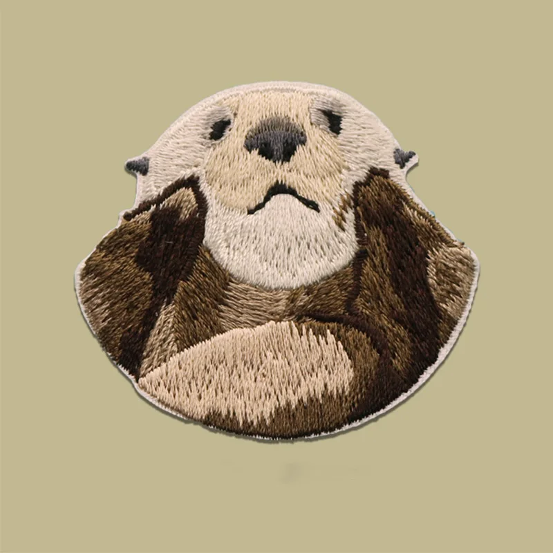 Embroidered Cloth Stickers, Cute Animal, Otter, Sea Otter, Self-adhesive Patch, Bag, Clothing, Decorative Applique, 1 Pc