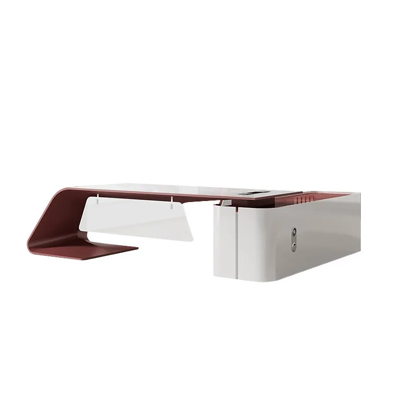 Home & Office Modern Luxury Lacquer Executive Desk Set Large Boss CEO Manager Table & Chair Spacious Sturdy & Sleek Design