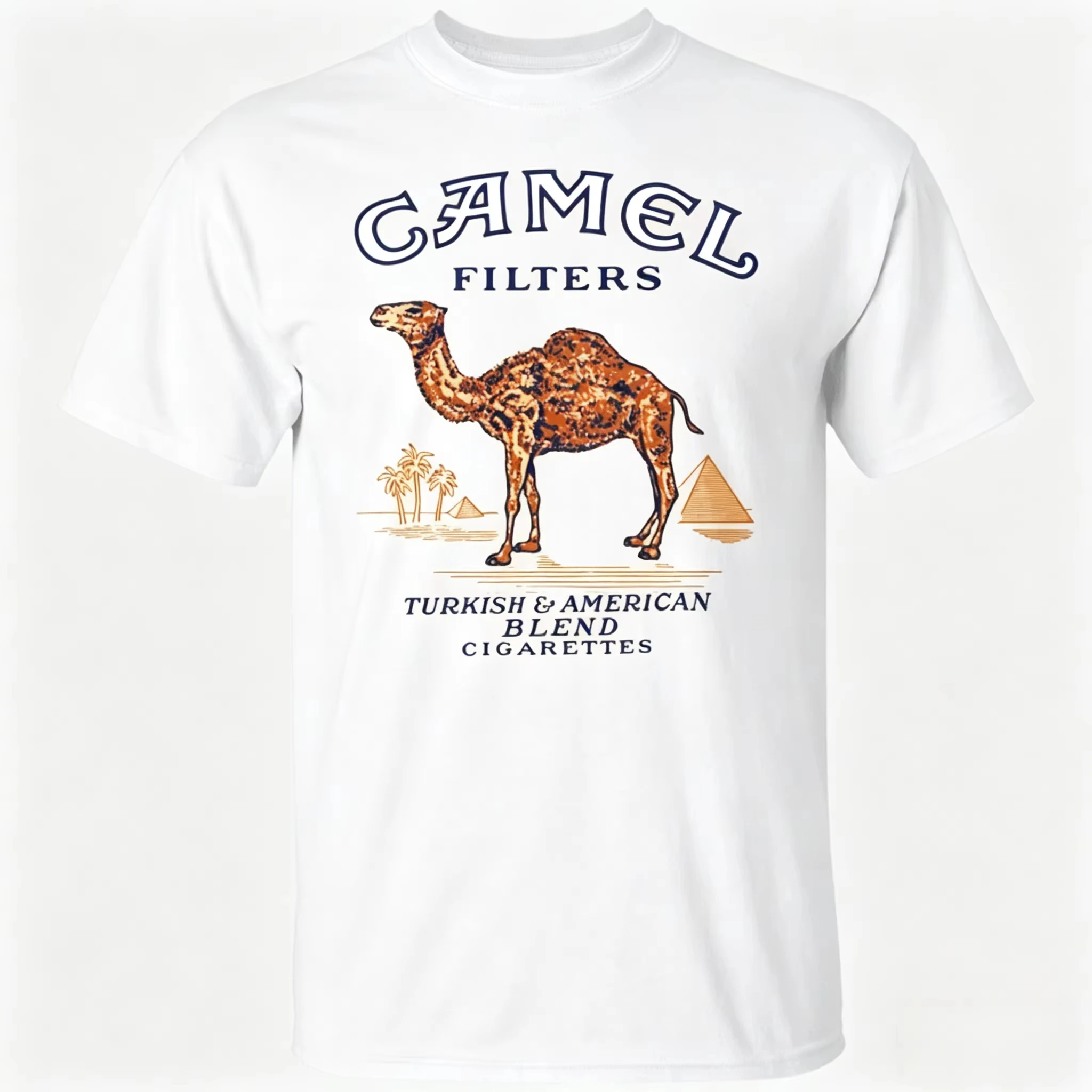 Camel Cigarette Pyramid Classic Graphics Cotton T-Shirt, 2026 New American Style Tough Guy Men's Fashion Streetwear Shirt