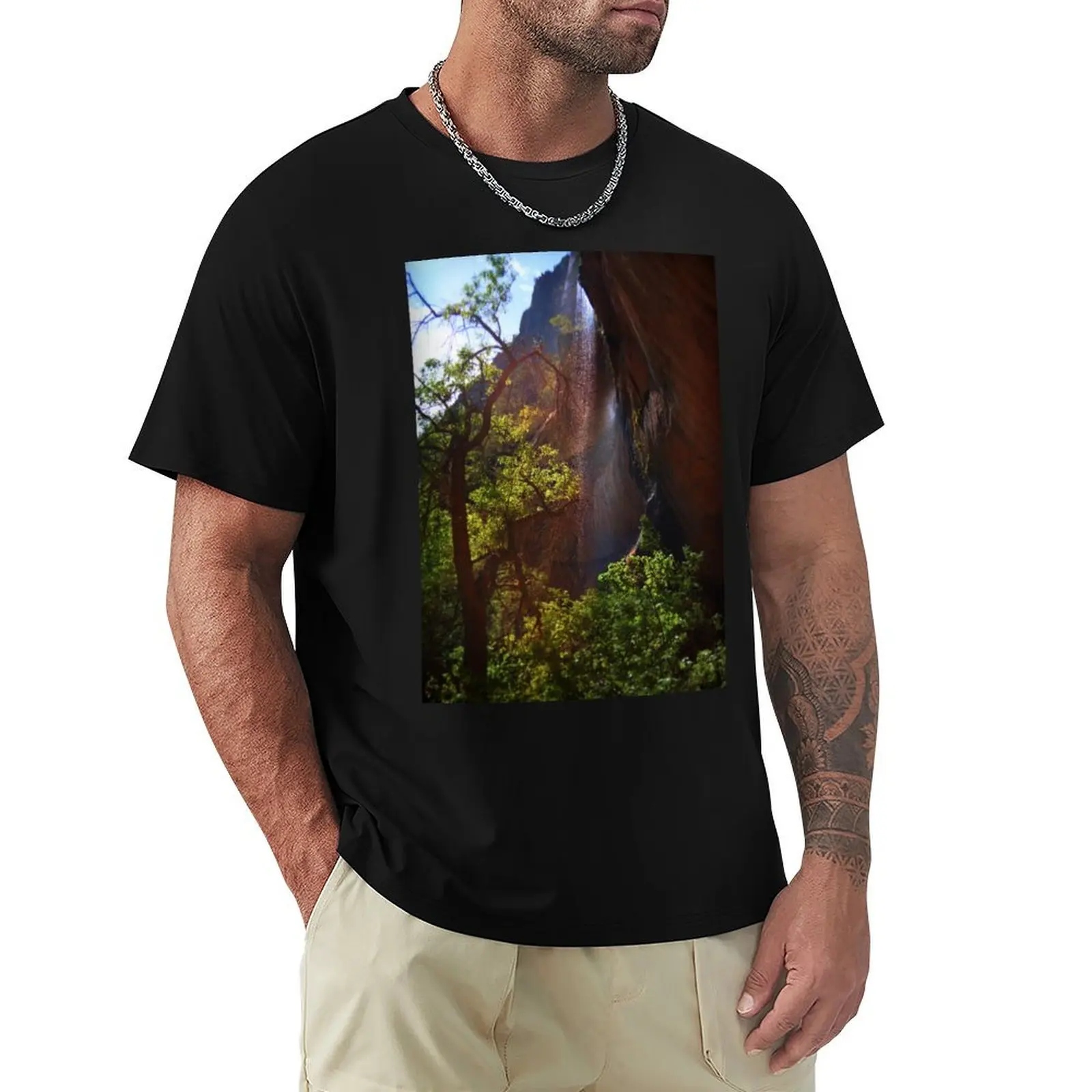 Emerald Pools Waterfall Of Zion T-Shirt Moisture Wicking Athletic T-Shirt