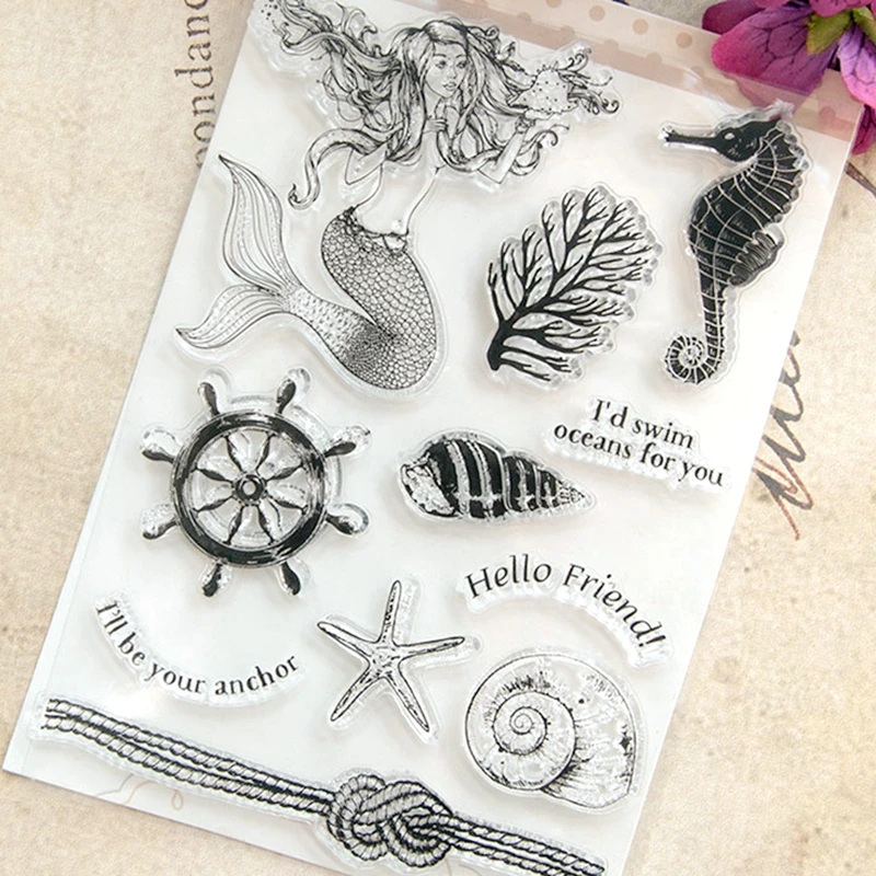 Sea Horse Shell Mermaid Clear Stamps Scrapbooking Material Card Making Diary Junk Journal Decoration DIY Hobbies Craft Supplies