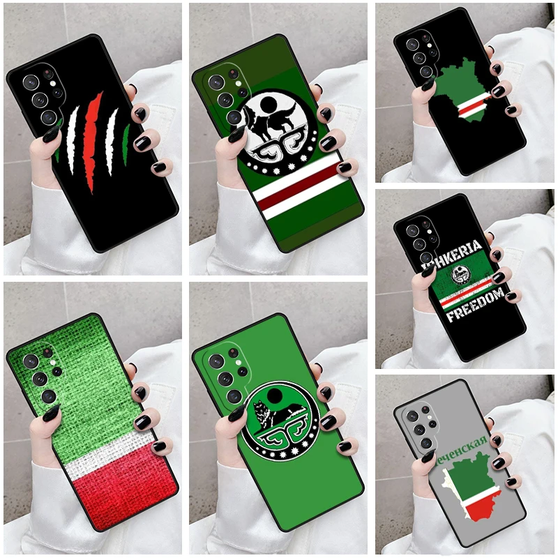 Phone Case For Samsung Galaxy S24 S23 S21fe S22 Ultra Plus Note 10 20 S8 S9 S10 Cover Chechnya Flag