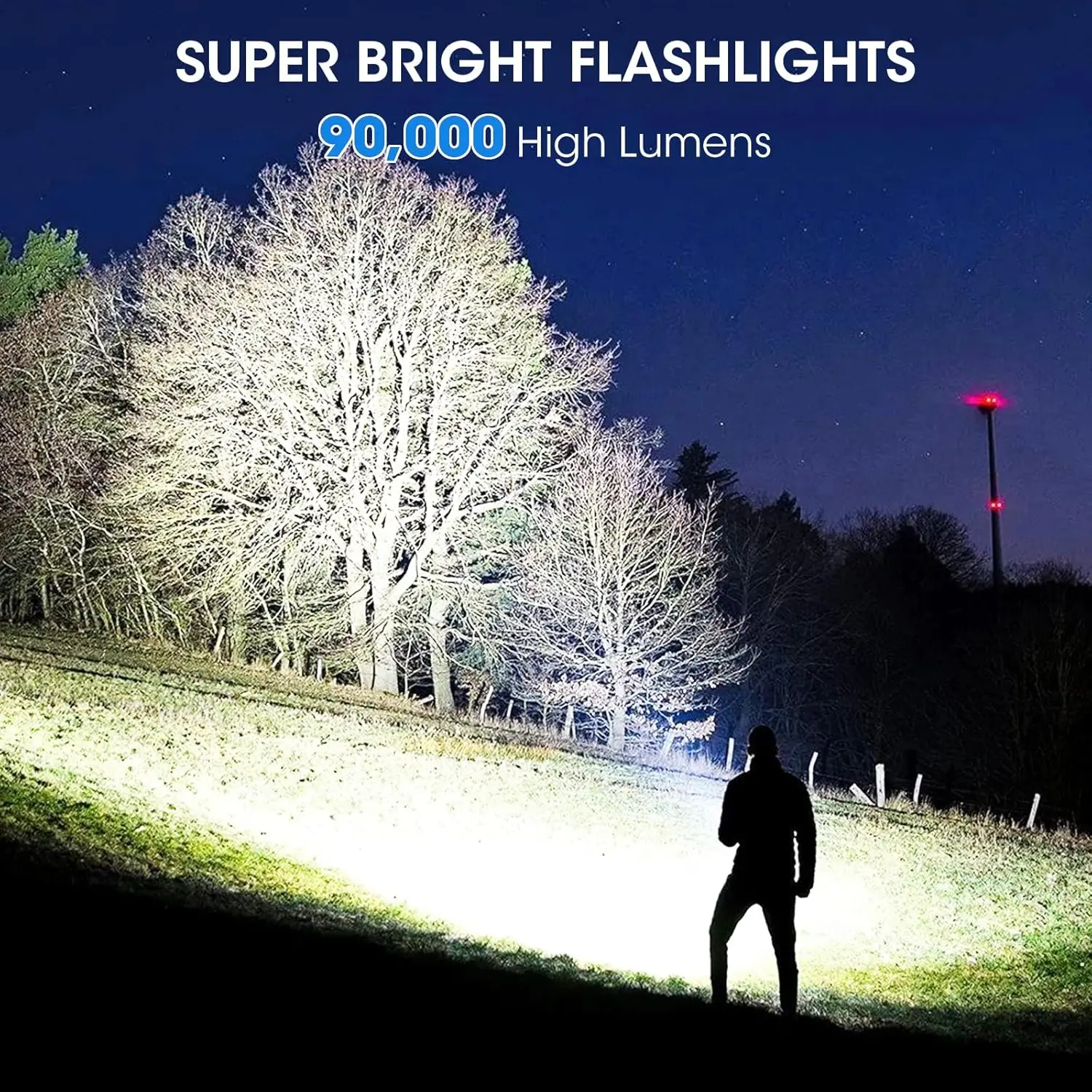 4-Pack Rechargeable LED Flashlights, 90,000LM Super Bright with 5 Modes, Waterproof for Camping & Home