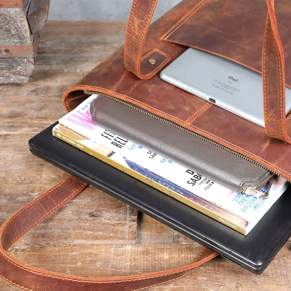 S.WORKER Vintage-Aktentasche aus hochwertigem Leder für Herren, Business-Handtasche, Laptoptasche, Unisex-Einkaufstasche mit großem Fassungsvermögen – Detail 25