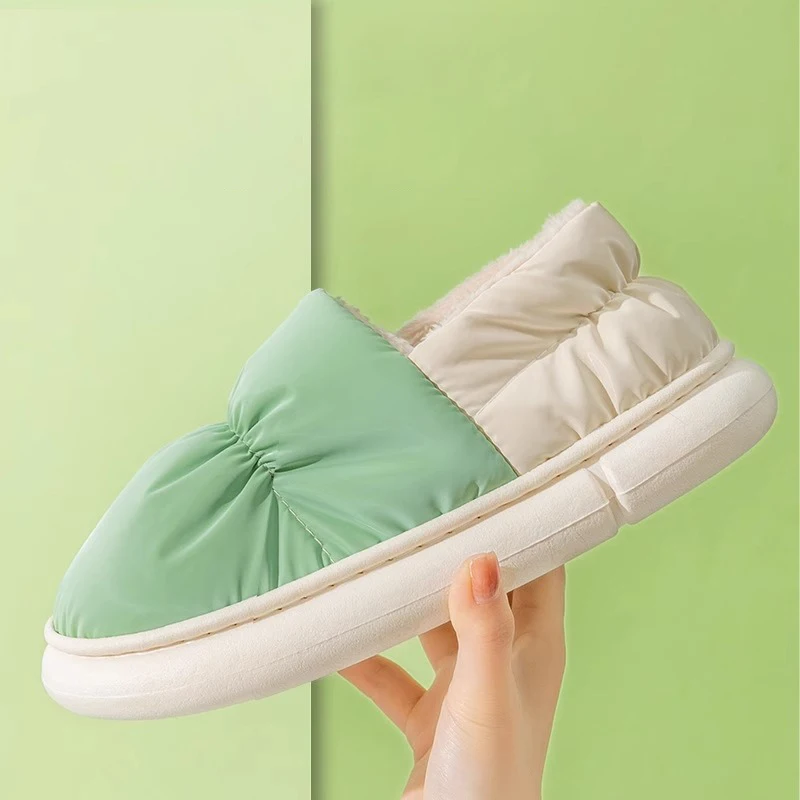 شبشب شتوي نسائي مع سحابة مريحة ونعل سميك مبطن بالقطيفة أحذية منزلية مقاومة للماء للاستخدام الداخلي والخارجي للرجال #1