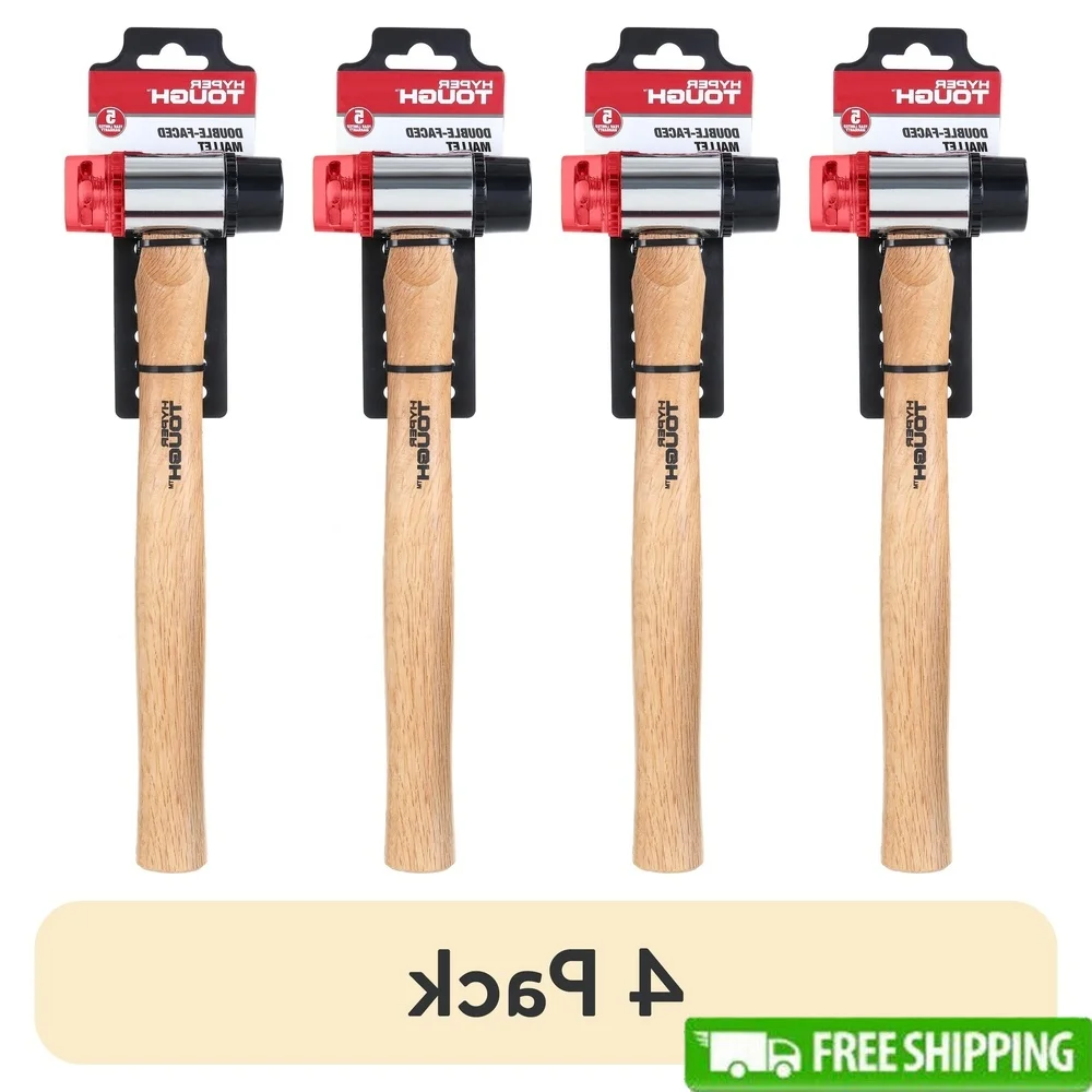 

4 Pack Double Face Mallet Hammers Wood Plastic Leather Jewelry Craft Durable Lightweight Replaceable Ergonomic Vibration