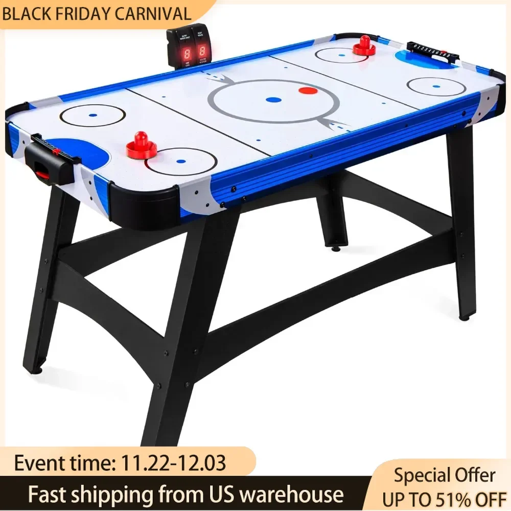 Air Hockey 58in Mid-Size Arcade Style Air Hockey Table for Game Room, Home, Office W/ 2 Pucks 2 Pushers, Digital LED Score Board