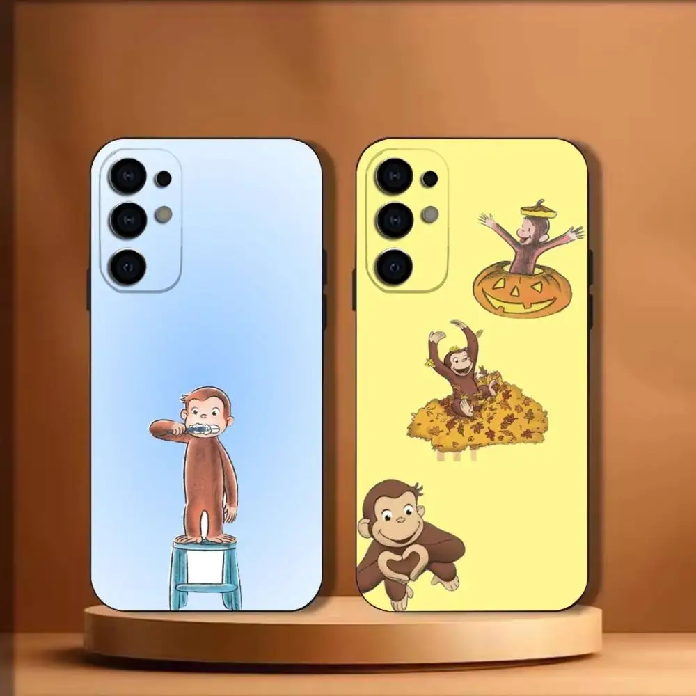 

Mokey C-Curious George Phone Case For Samsung S25,24,23,22,30,21,10,9,Ultra,Plus,Lite Black Soft Case