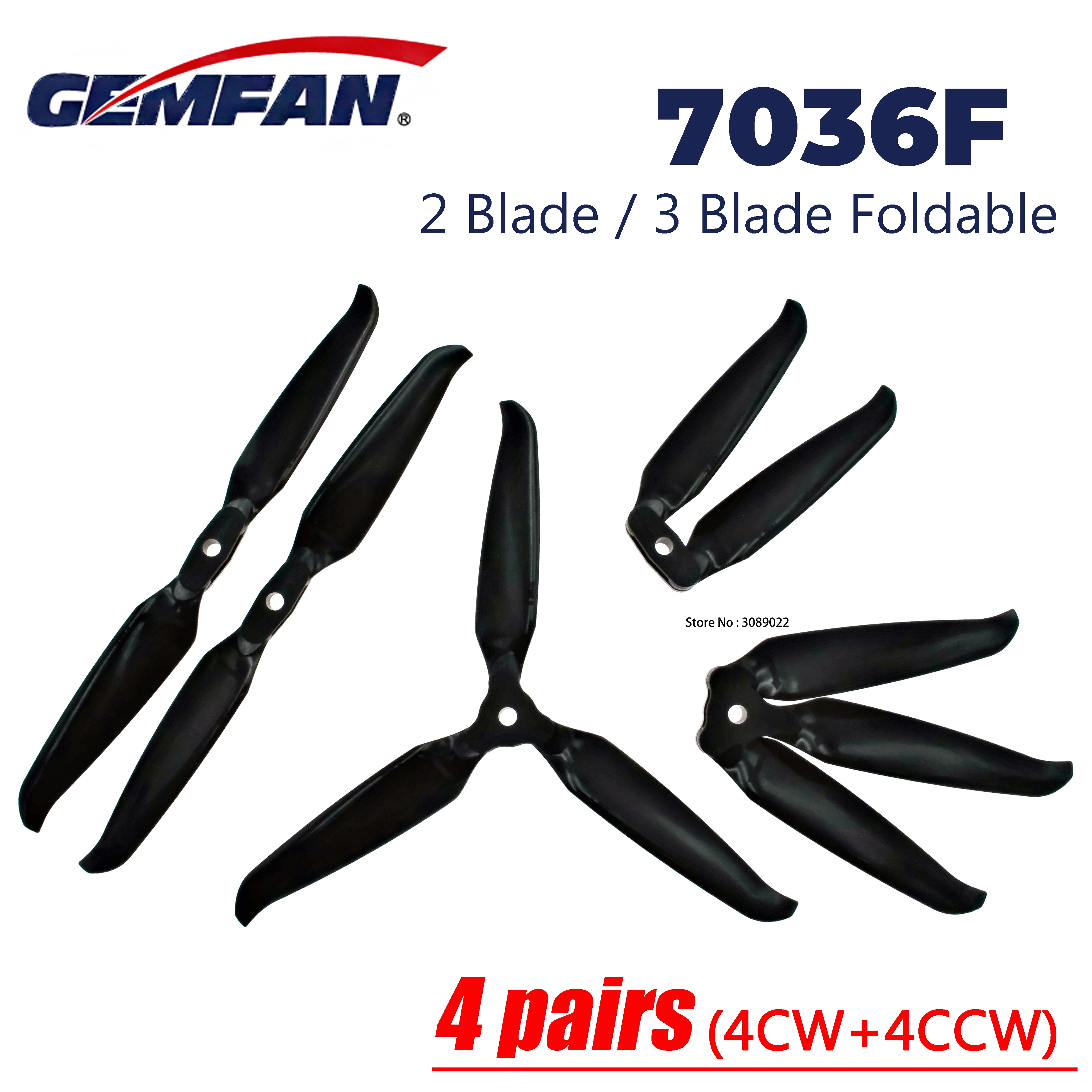4 Paar gemfan f7036 7 Zoll Falt propeller 2 Blatt/3 Blatt faltbarer Glasfaser-Nylon-Propeller für fpv 7 Zoll Langstrecken-Drohne