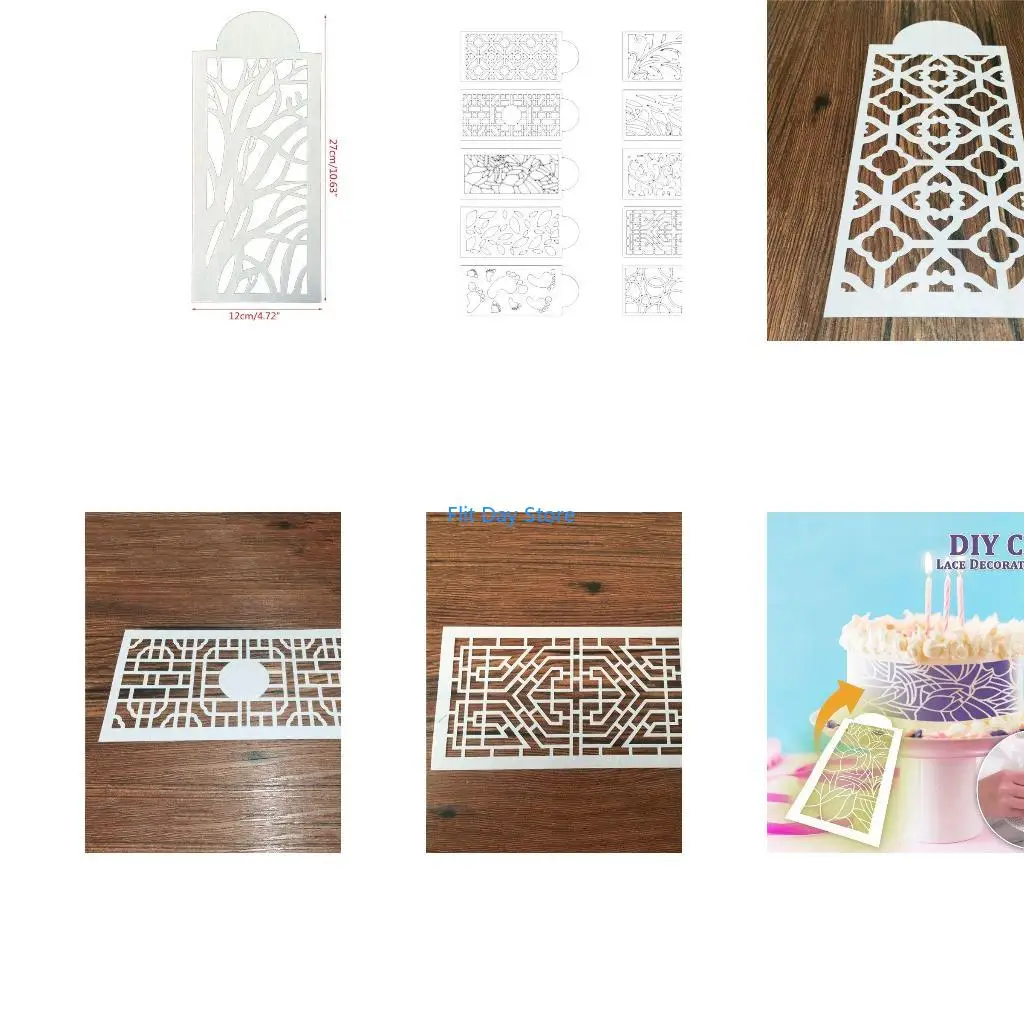 F92C 10 Pcs Cake Molds DIY Baking Cake Stencils Templates Gift for Baking Lover Home