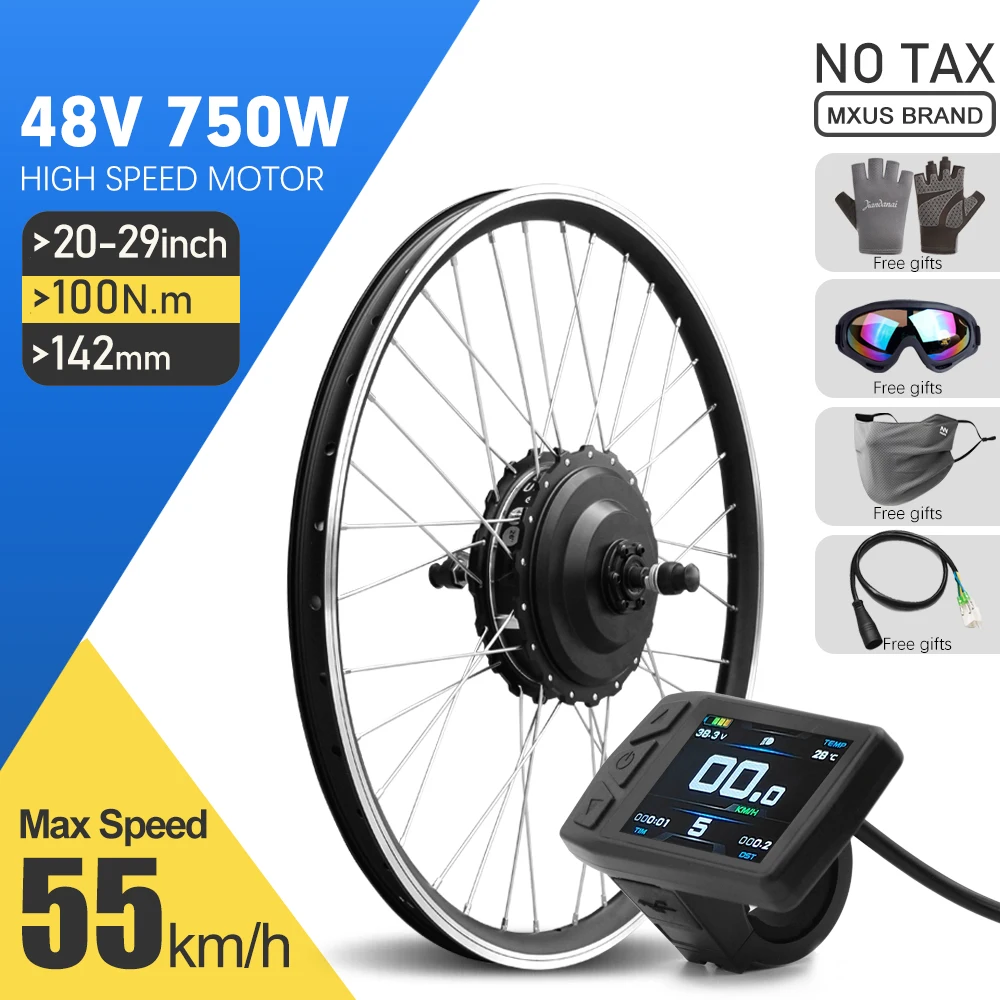 MXUS Brand Electric Bicycle Conversion Kit 48V 750W ebike Brushless Rear Hub Motor Wheel 20-29Inch 700C For Ebike Conversion Kit