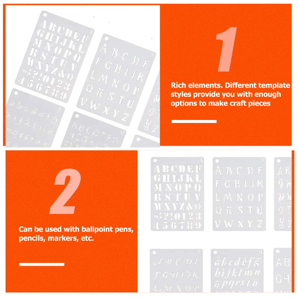 

12 Sheets Letter Alphanumeric Template Drawing The Pet Painting Number Stencils