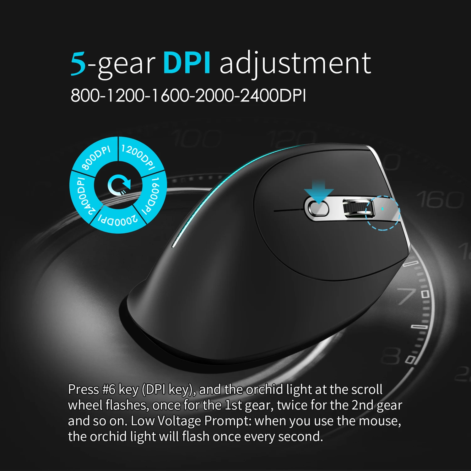 ZELOTES F36 Vertical Wireless Mouse Bluetooth Ergonomic Mice Rechargeable Programmable Gaming Mouse 2.4G 2400DPI for Laptop PC