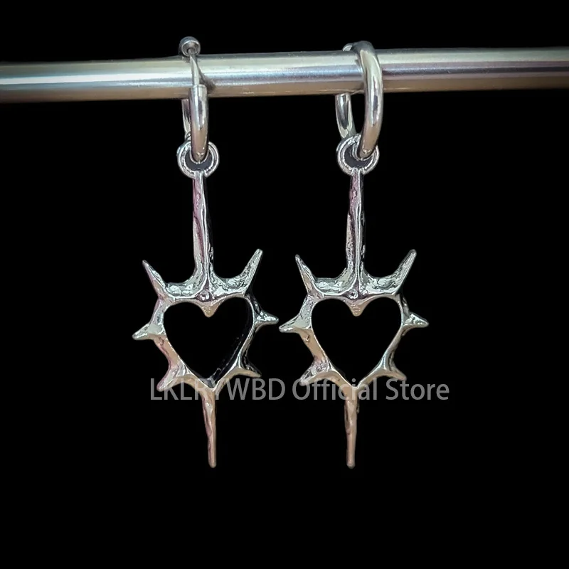 Goth Thorn Heart Earrings Korean Fashion Cross Earrings for Women Punk Charms Earring Grunge Jewelry Hip Hop Vintage Accessories