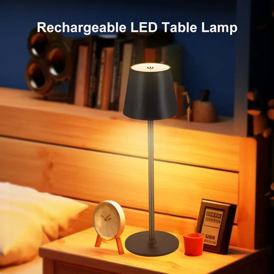 Rechargeable LED Desk Lamp Creative 3 Color Dimmable Table Lamp Ambient Lighting Night Lamp for Bar Resturant Bedroom Decor