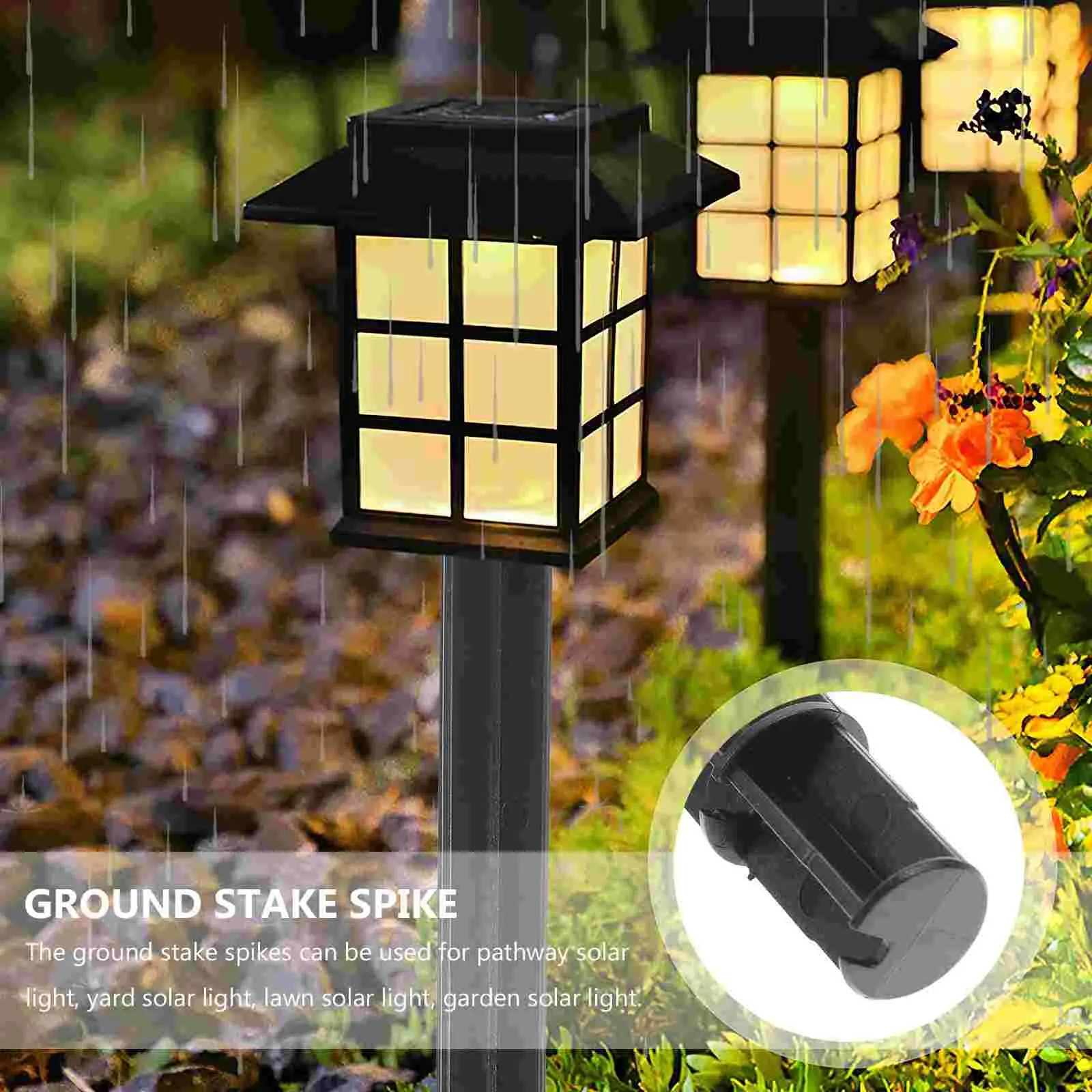 8Pcs Ground Cone Stake Spike Garden Solar Lamp Stakes for Outdoor Lights Plastic Lawn Replacement House