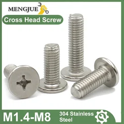 5-20pcs 304 Stainless Steel M1.4 M1.6 M2 M2.5 M3 M4 M5 M6 M8 CM Cross Phillips Ultra Thin Super Low Flat Head Screw Bolt
