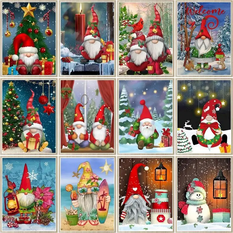 CHENISTORY DIY Pictures By Number Santa Claus Kits Home Decor Painting By Numbers Christmas Present On Canvas HandPainted Art Gi