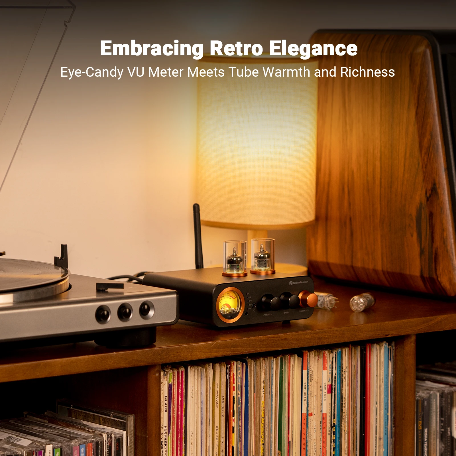 Fosi Audio MC331 2.0 Channel Bluetooth Stereo Integrated Tube Amplifier, Mini All-in-One DAC Audio Power Amp for Passive Speaker