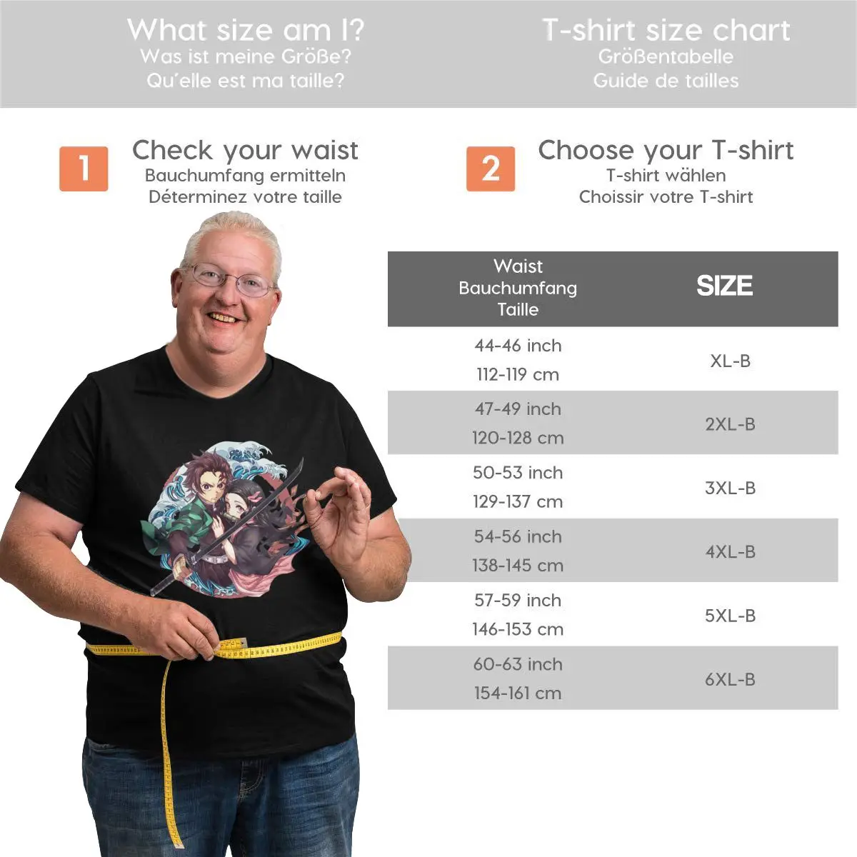 Demon Slayer aime T Shirts Pure Cotton printed Tops printed t-shirt Round Neck Big Tall Tees Plus Size 4XL 5XL 6XL T-Shirts