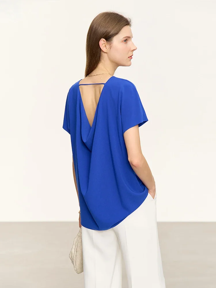 

AMII Minimalism Women Short Sleeves Chiffon Shirts & Blouses 2025 Summer New Solid Office Lady Elegant Female Blouses 12342627