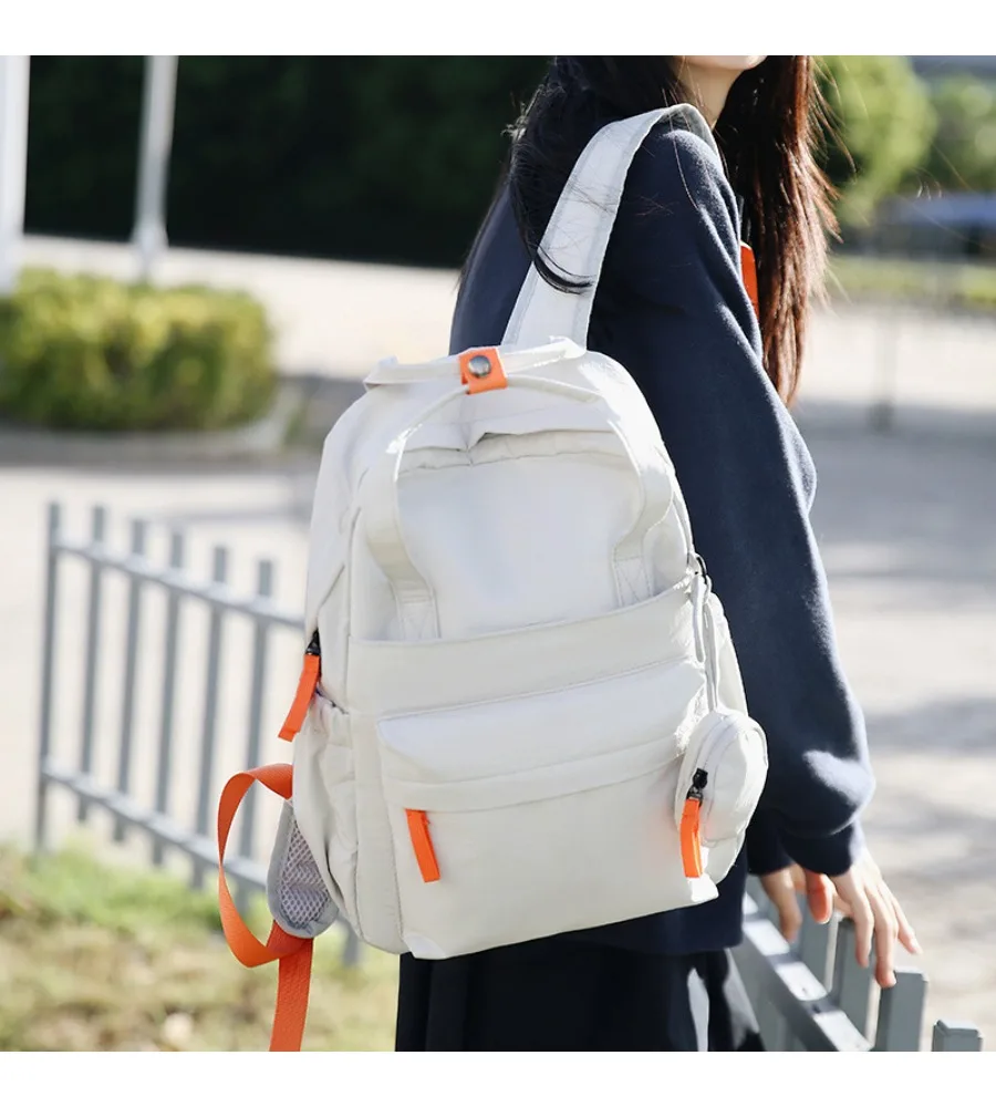 Multicolor Contrast Laptop Backpack 15.6 Inch Notebook Bag Oxford Cloth Water Resistant School Student Rucksack