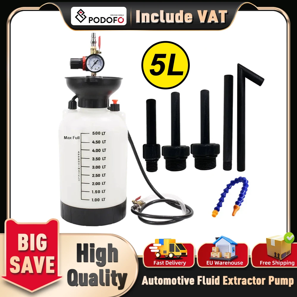 Podofo 5L Kfz-Flüssigkeitspumpe, Atf-Nachfüllung, 1000 PSI Ausgangsdrucköler, Werkzeugmaschine, schnelles Tanken, Öler, Handwerkzeug