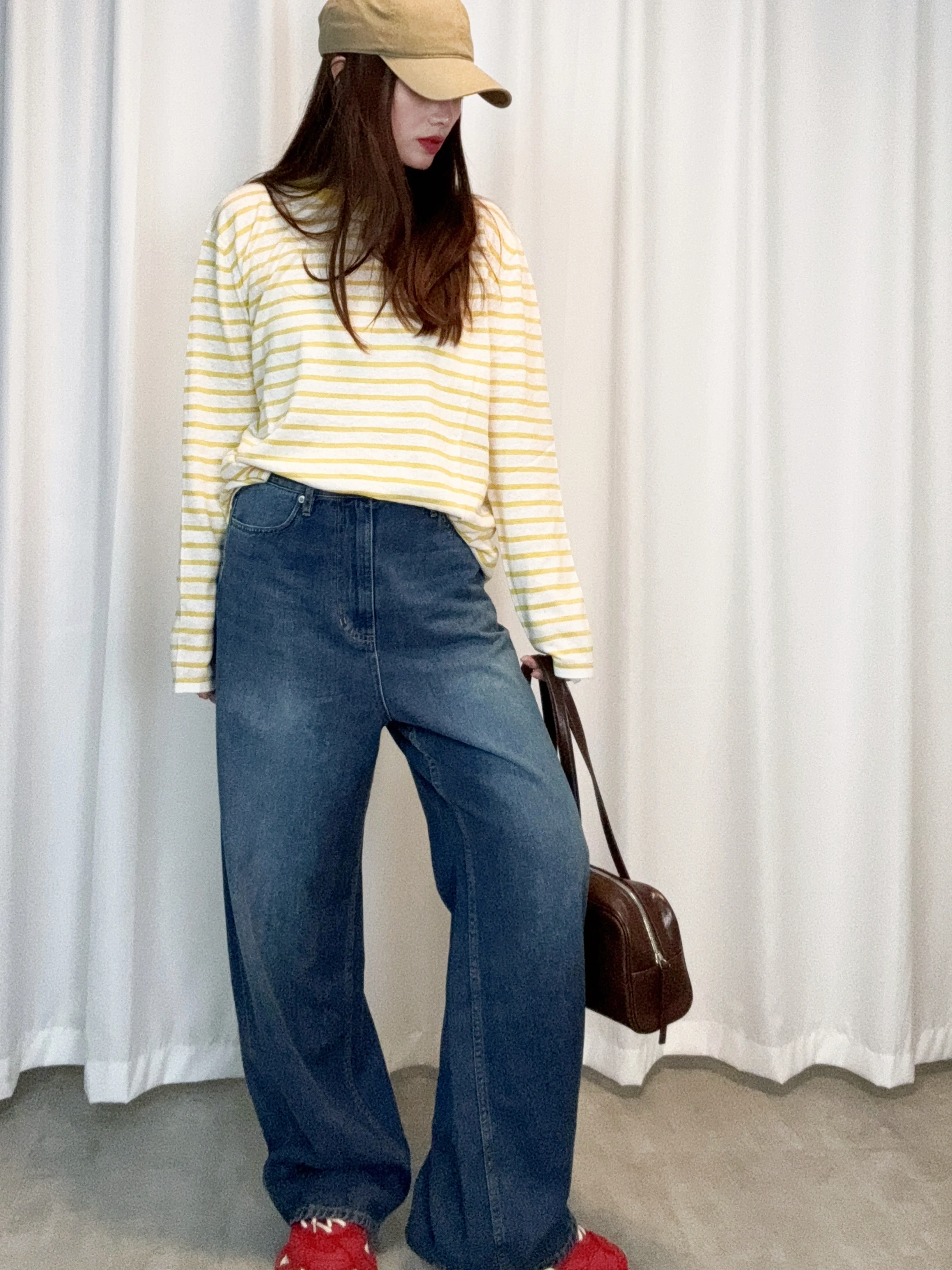 

Женские джинсы-клеш из хлопка с высокой талией, винтажные, синие, свободного кроя, длиной в пол, прикрывающие бедра