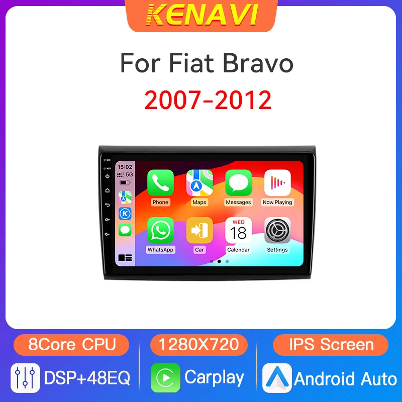 

Car Stereo Radio Multimedia Video Player For Fiat Bravo 2007 - 2012 Navigation GPS Carplay Android Auto 2 Din Screen Head Unit