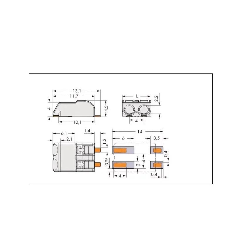 3pcs/lots Germany 2060-401 1-hole Chip Terminal LED Strip Light Terminal Strip Connector Switch