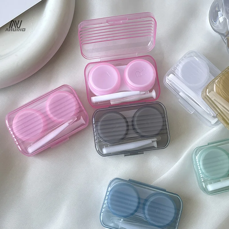 1PC Cute Candy Color Contact Lens Case For Girl Cute Portable Contact Lens Box Kit Beauty Lens Storage Container