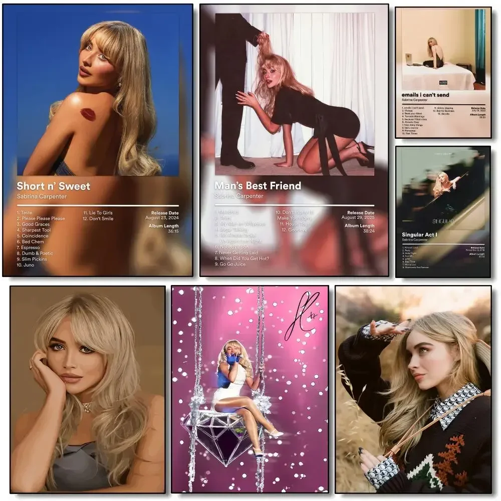 Sabrina Carpenter Album Poster HD Wall Art Aesthetic Home Decor for Living Room Bedroom Café Office Stylish Gift