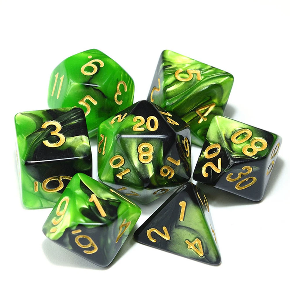 

Board Game 7pcs/Set for RPG Dungeons Playing Games for RPG DnD Mixed Color Dice Acrylic Dice Polyhedral Dice Double-Colors