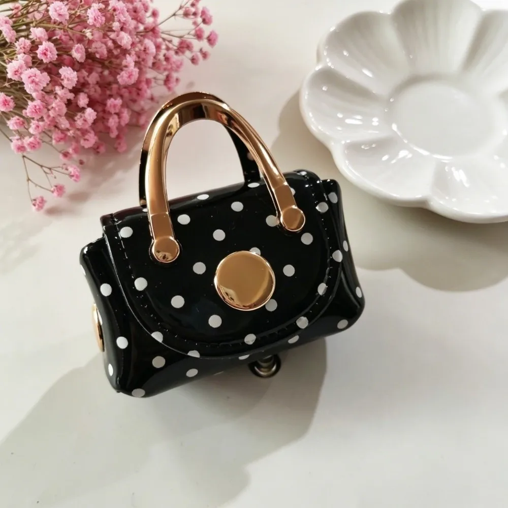 Vintage Style Polka Dot Coin Purse Portable Macaron Color Mini Wallet Versatile Lightweigh Bag Pendant Charm Earphone Storage