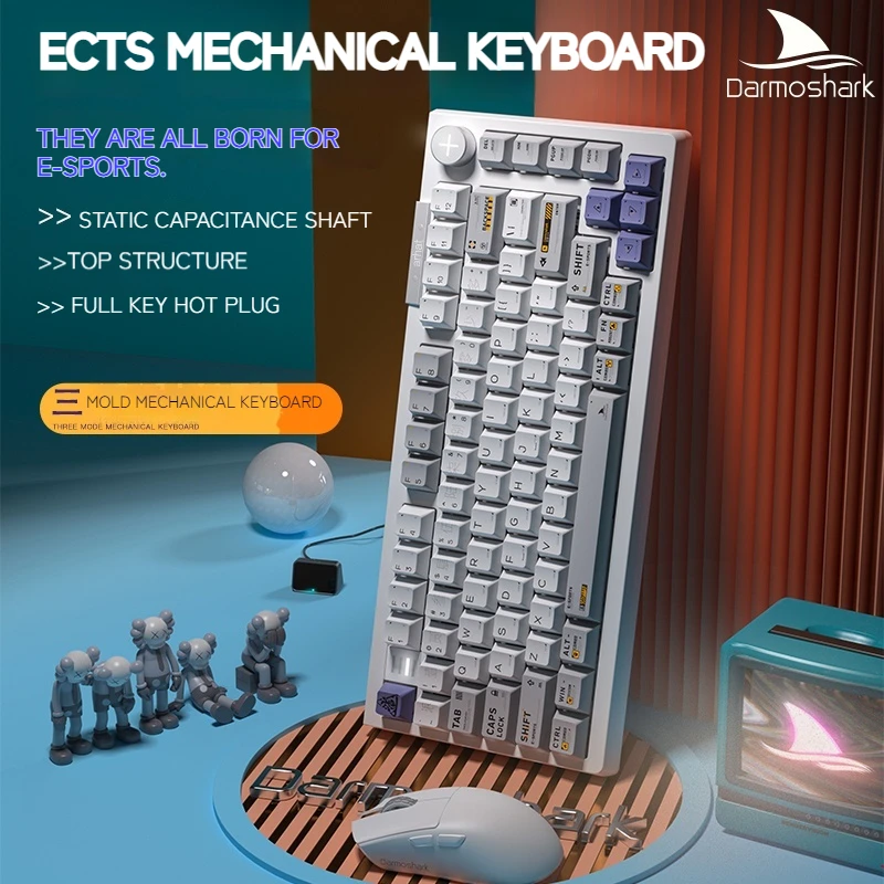 Darmoshark-Ec75 Electrostatic Capacitive Mechanical Keyboard Customized Wireless Bluetooth Three Mode Top Structure GameKeyboard