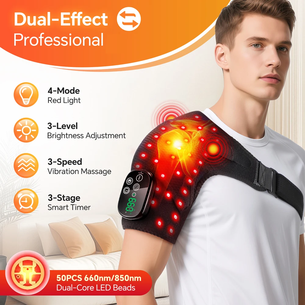 660 and 850nm Near Infrared Light Devices Cordless Shoulder Pad Brace Arm Shoulder Joint Massager Thermal Massage Shoulder Belts