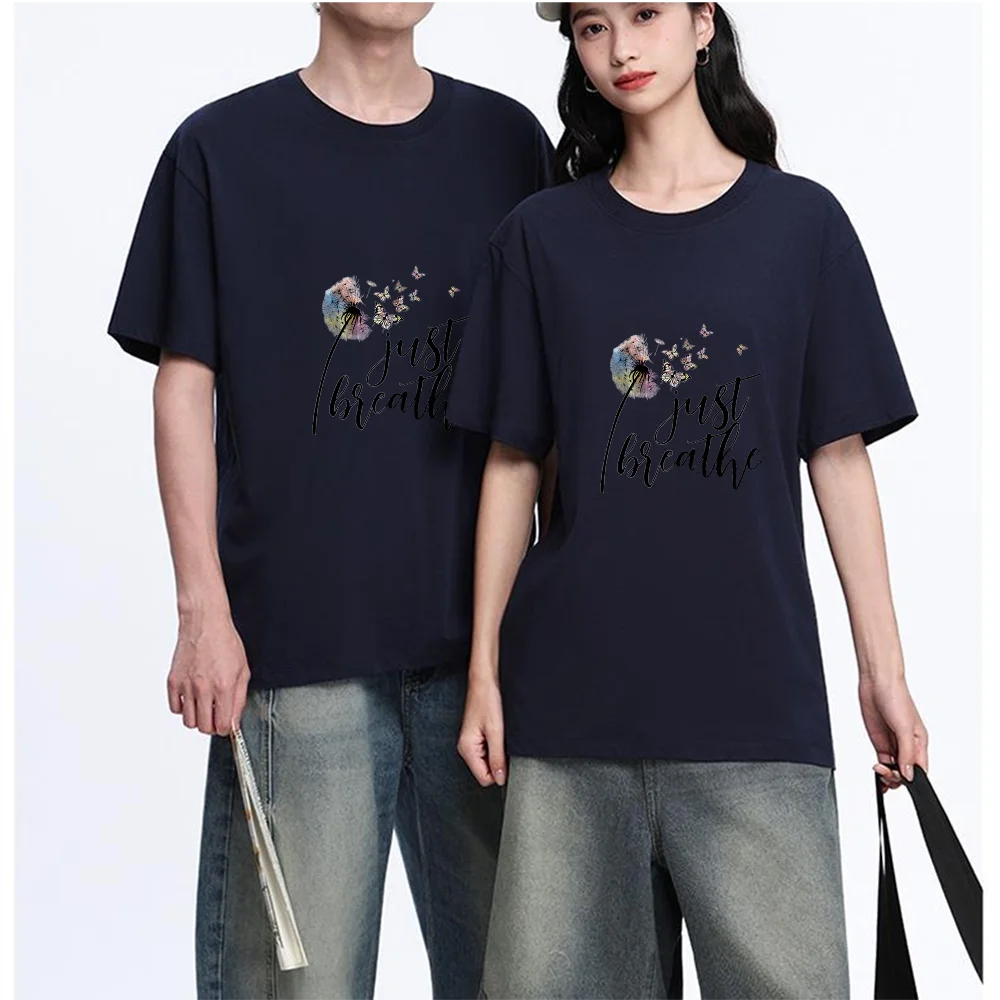 Dandelion Butterfly Just Breathe Printed T Shirt Breathable Fabric S-XXL Personalized Custom Aesthetic Graphic Top Unisex Fit Ca