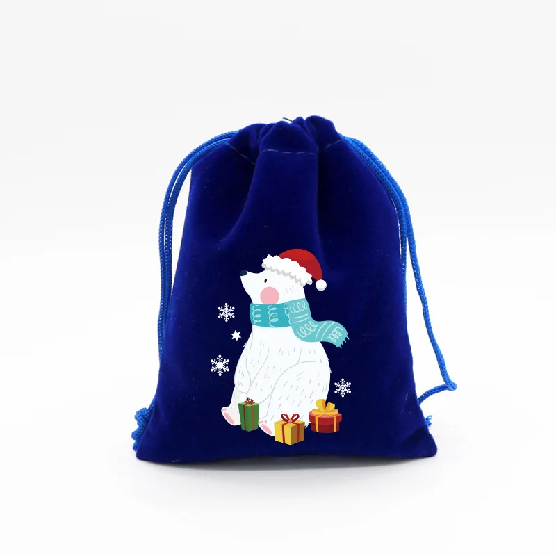 StoBag 50pcs Wholesale Merry Christmas Velvet Bags Candy Gift Packaging Small Drawstring Storage Kids Pocket Pouch Party Favors