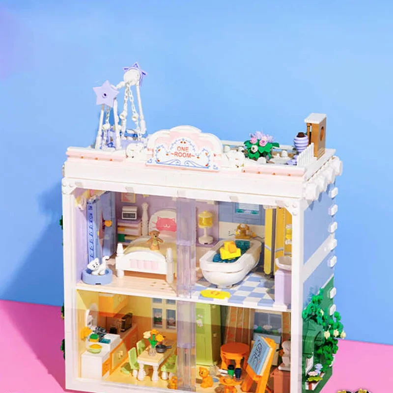 Animazione Cartoon Apartment Series Street View Building Blocks House Model House Girl giocattolo educativo regalo di compleanno periferiche