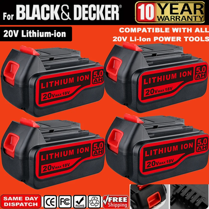 

1/2/4Pcs 5.0Ah LB2X4020 Replace for Black & Decker 20V Li-on Battery Pin LBX20 LBXR2020-OPE LBXR20B-2 LBX4020 LST220 Power Tools