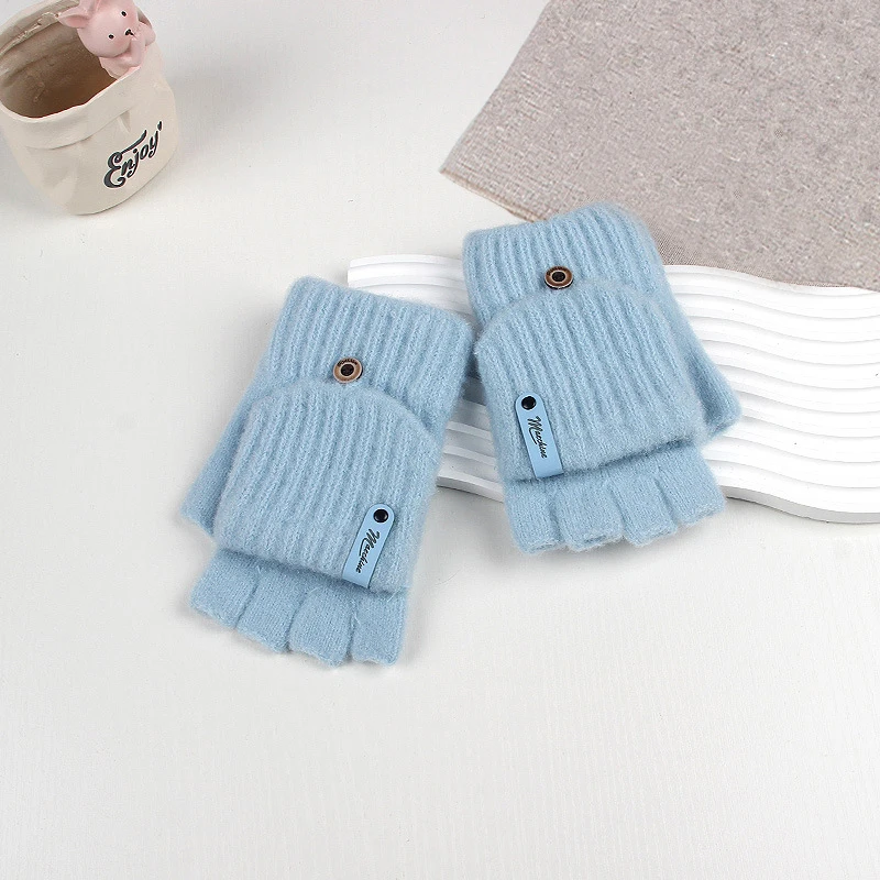 Knitted Winter Gloves for Women, Soft Warm Touchscreen Convertible Flip Top Mittens for Daily Use