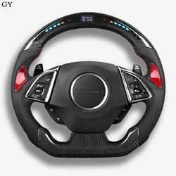 For Chevrolet Steering Wheel  2016 2017 2018 2019 2020 2021  Corvette Camaro SS ZL1 RPM LED Customized Carbon Fiber Racing Wheel