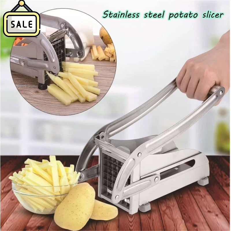 Household Stainless Steel Potato and Cucumber Slicer, Manual Press Type Multifunctional Fruit and Vegetable Cutter