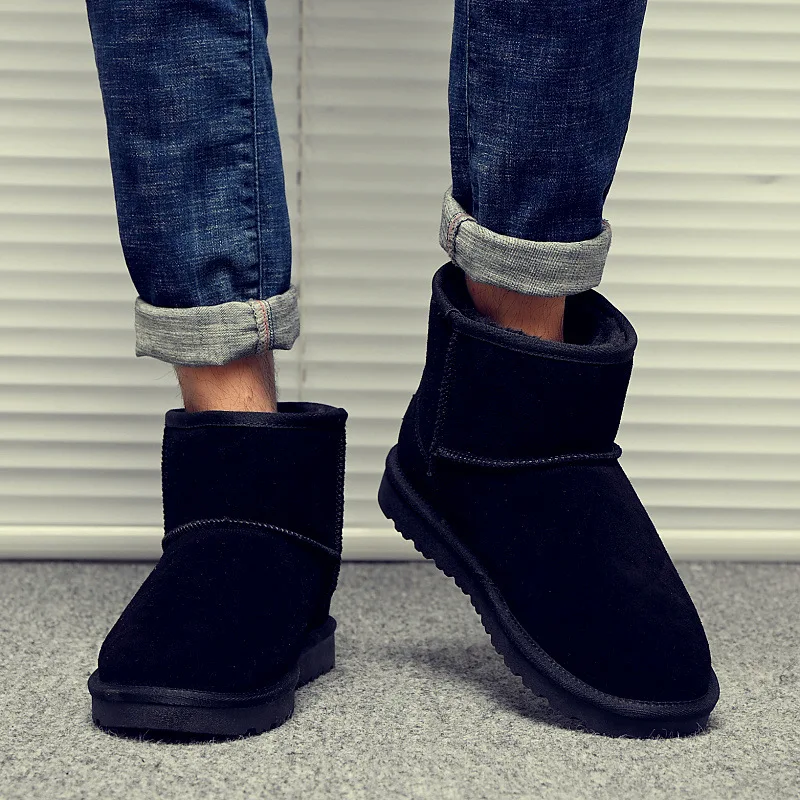 أحذية خبز رجالية سميكة من الفرو مقاومة للماء وغير قابلة للانزلاق أحذية قطنية مخملية للرجال والنساء أحذية ثلج شتوية