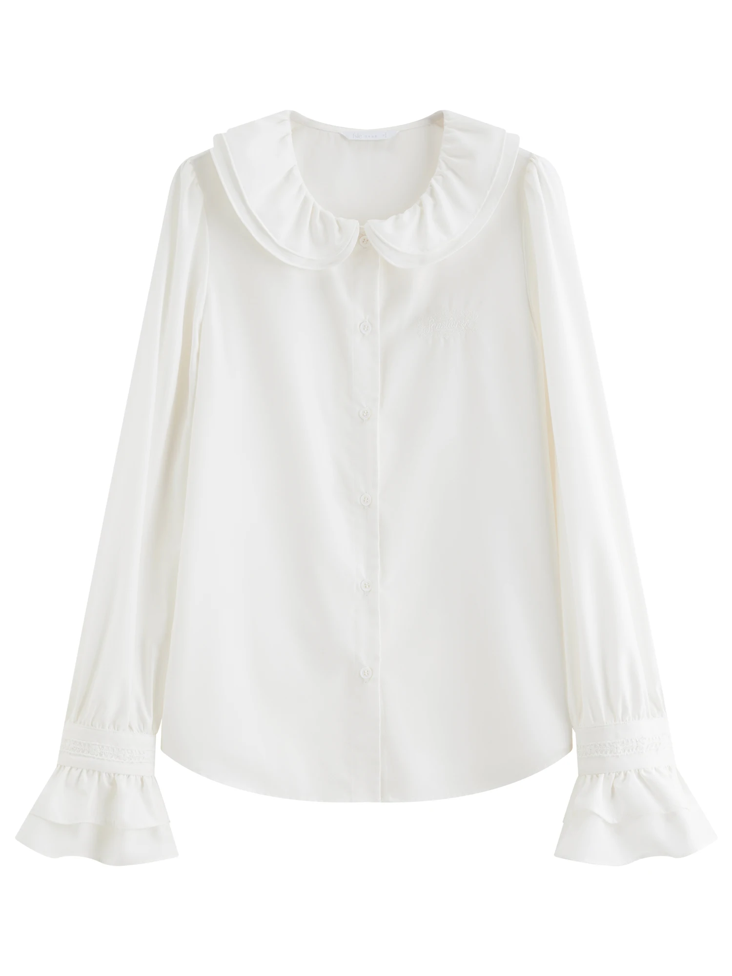 FSLE 2025新作 レディース ダブルレイヤー ピーターパンカラー 刺繍ブラウス スイート ヴィンテージ シャツ エレガント レイヤリングトップ シャツ