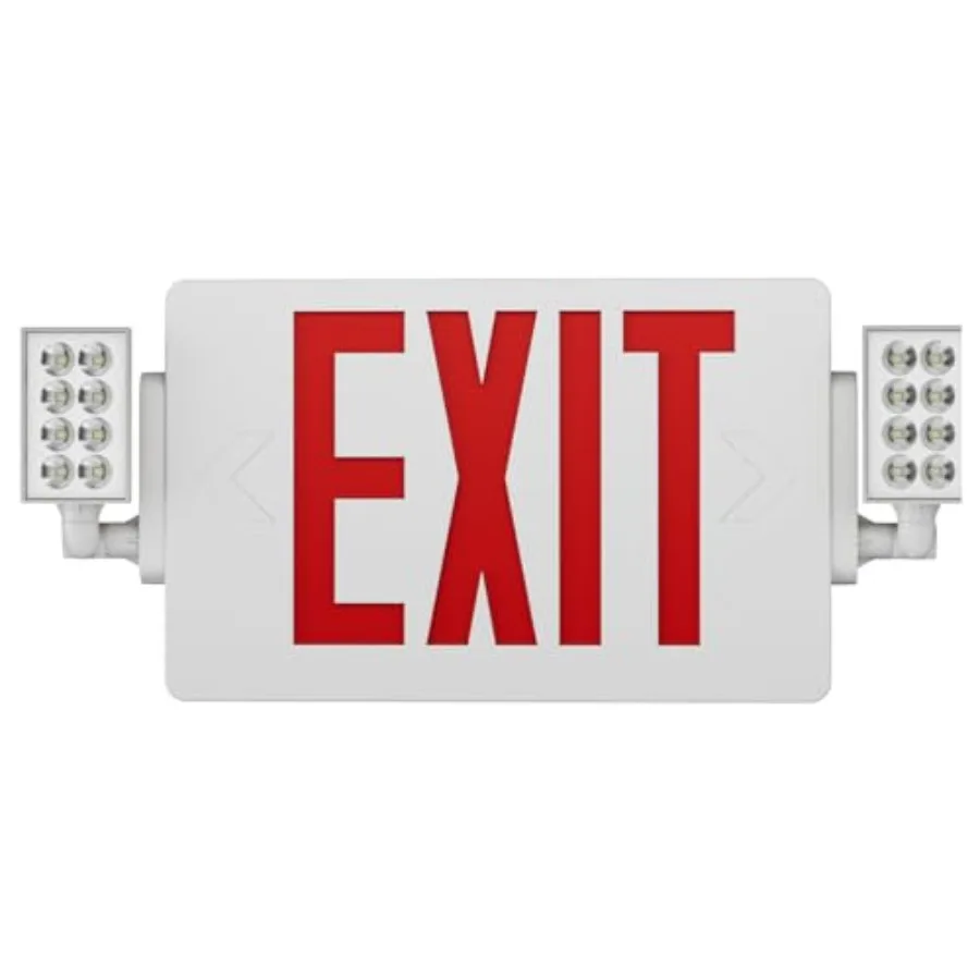 Spectsun 1 Pack Exit Signs with Emergency Lights, Two LED Adjustable Head Emergency Exit Light with Battery Backup, Hard Wi, UL