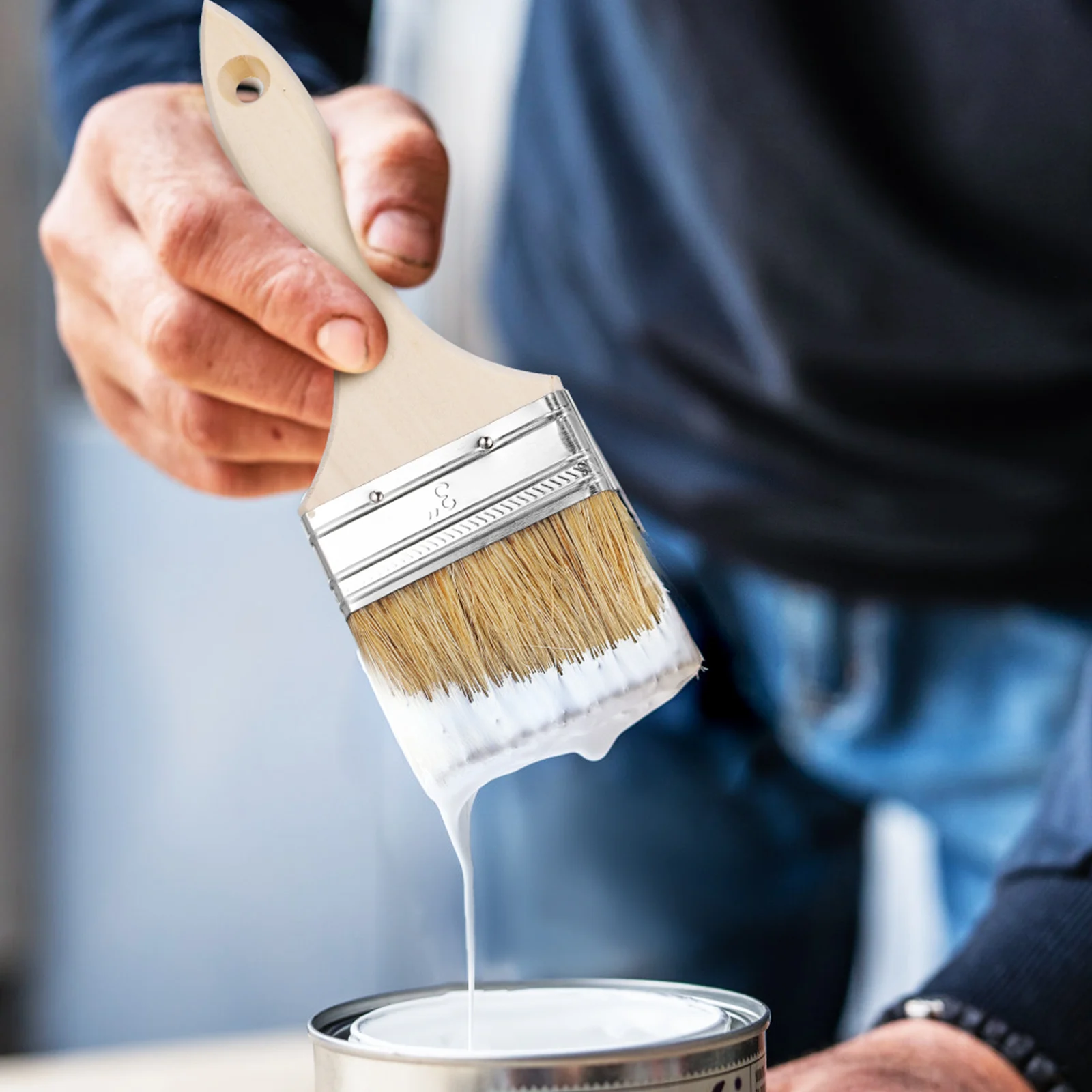 

24 Pcs Wood H BBQ Paint Brushes 1 2 Inch 3 Inch Basting Pastry Grilling Cleaning Wall Oil Drawing Lightweight Compact