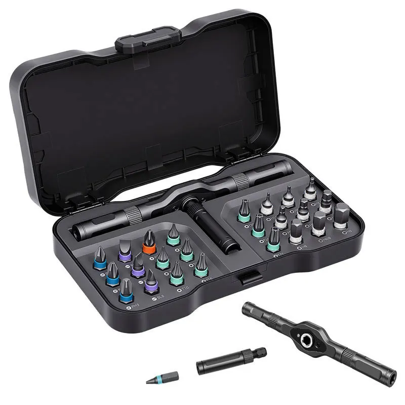 24-In-1 ratchet screwdriver set S2 batch head household hardware wrench tool combination high hardness small screw batch