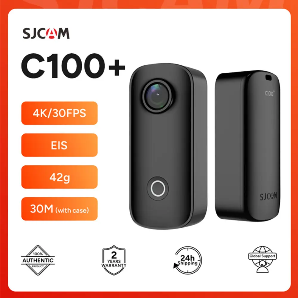 SJCAM C100 플러스 액션 카메라, 4K 30M 방수 2.4G 와이파이 액션 스포츠 캠, EIS 자전거 헬멧 오토바이 